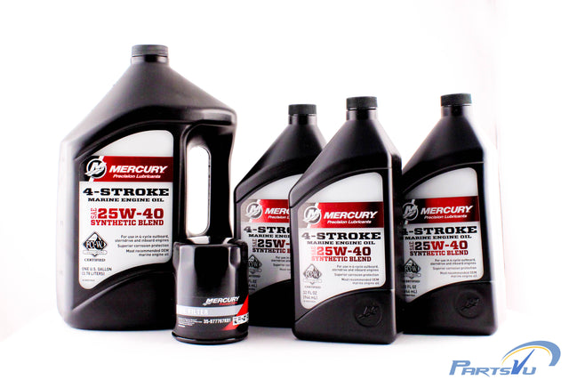 Mercury Marine 135 150 175 & 200 HP Verado Four Stroke Outboard FC-W 25W-40 Synthetic Blend Oil Change Kit