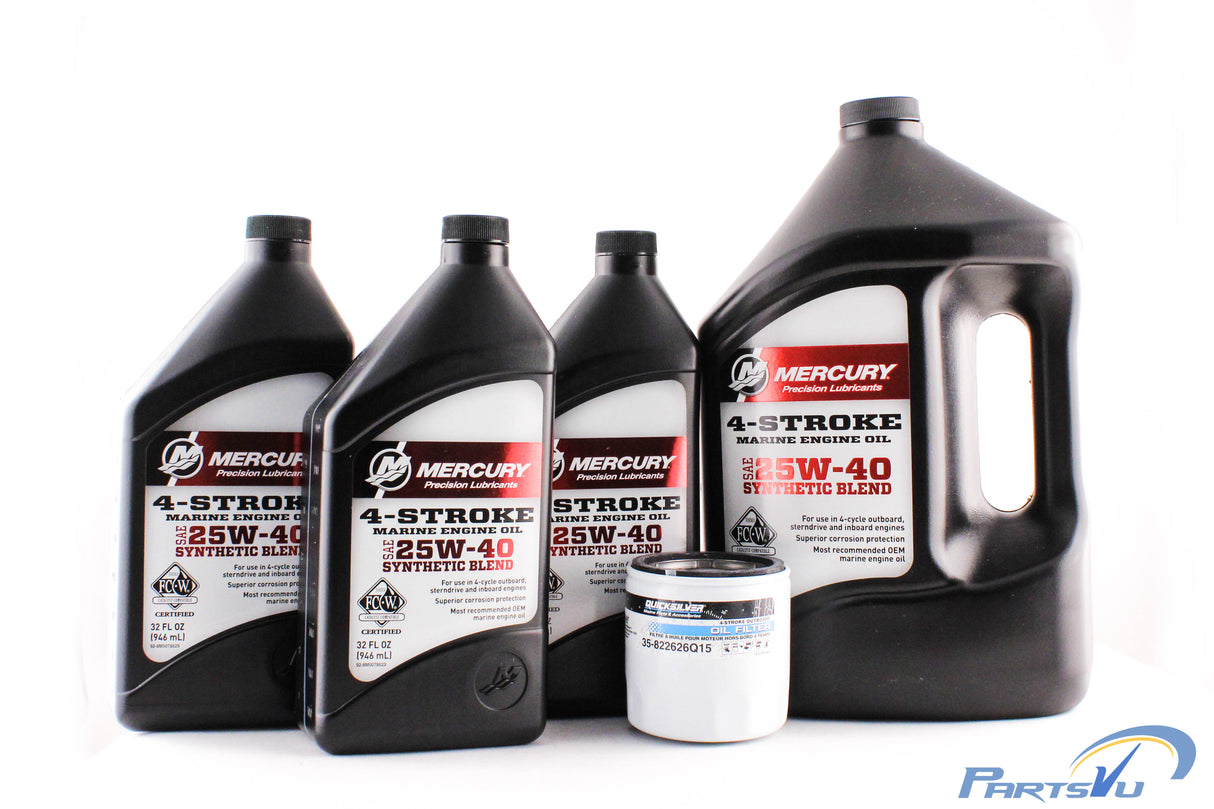 Mercury Marine 225 HP EFI Four Stroke Outboard FC-W 25W-40 Synthetic Blend Oil Change Kit