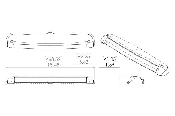 Lumitec -  Razor Light Bar - Flush Mount - 18" Flood - White - 101586