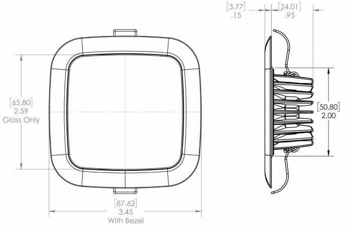 Lumitec - Mirage Square LED Down Light - White Dimming, Red/Blue Non-Dimming - Polished Bezel - 116118