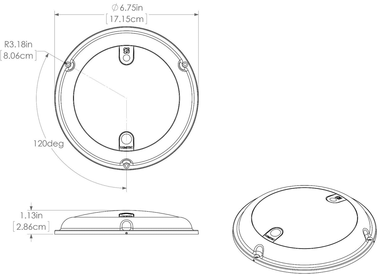 Lumitec - Touch Dome LED Light - Polished SS Finish - 2-Color White/Red Dimming - 101098