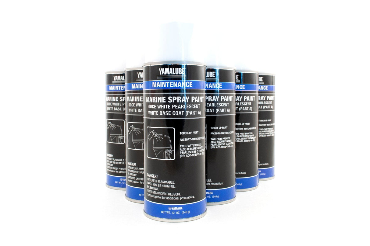 Yamaha Marine Outboard Engine Cowling Spray Paint EA - White Pearlescent Base Coat - 12 oz- Part A - ACC-MRNPT-0C-EA - 6 Pack
