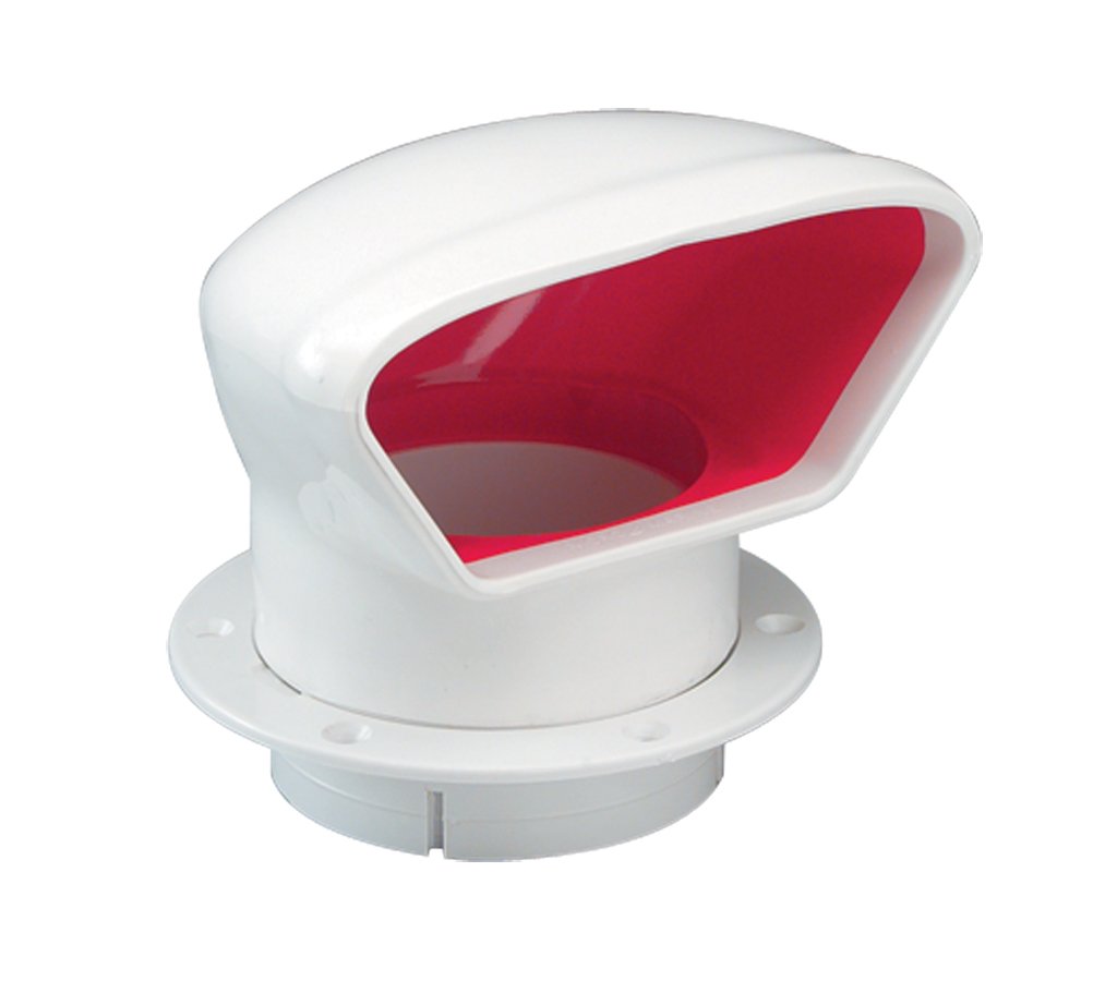 Marinco - Snap-In Deluxe Low Profile PVC Cowl Vent - White With Red Interior (Includes White Snap-In Deck Plate and Cover) - N10863