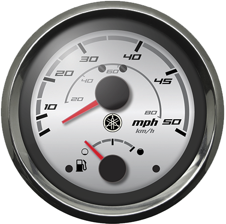 Yamaha - Combination Speedometer 50mph-Fuel Gauge Chrome Bezel Silver Face - N80-8350S-50-00