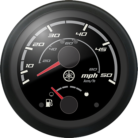 Yamaha - Combination Speedometer 50mph-Fuel Gauge Black Bezel Black Face - N80-8350S-70-00