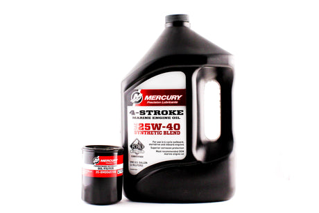 Mercury Marine 25 30 40 50 & 60 HP Four Stroke Outboard FC-W 25W-40 Synthetic Blend Oil Change Kit