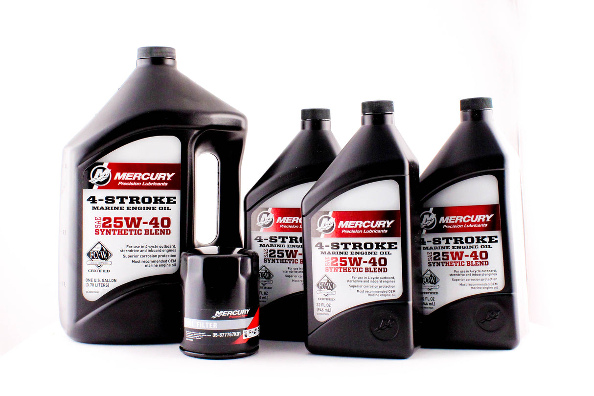 Mercury Marine 135 150 175 & 200 HP Verado Four Stroke Outboard FC-W 25W-40 Synthetic Blend Oil Change Kit