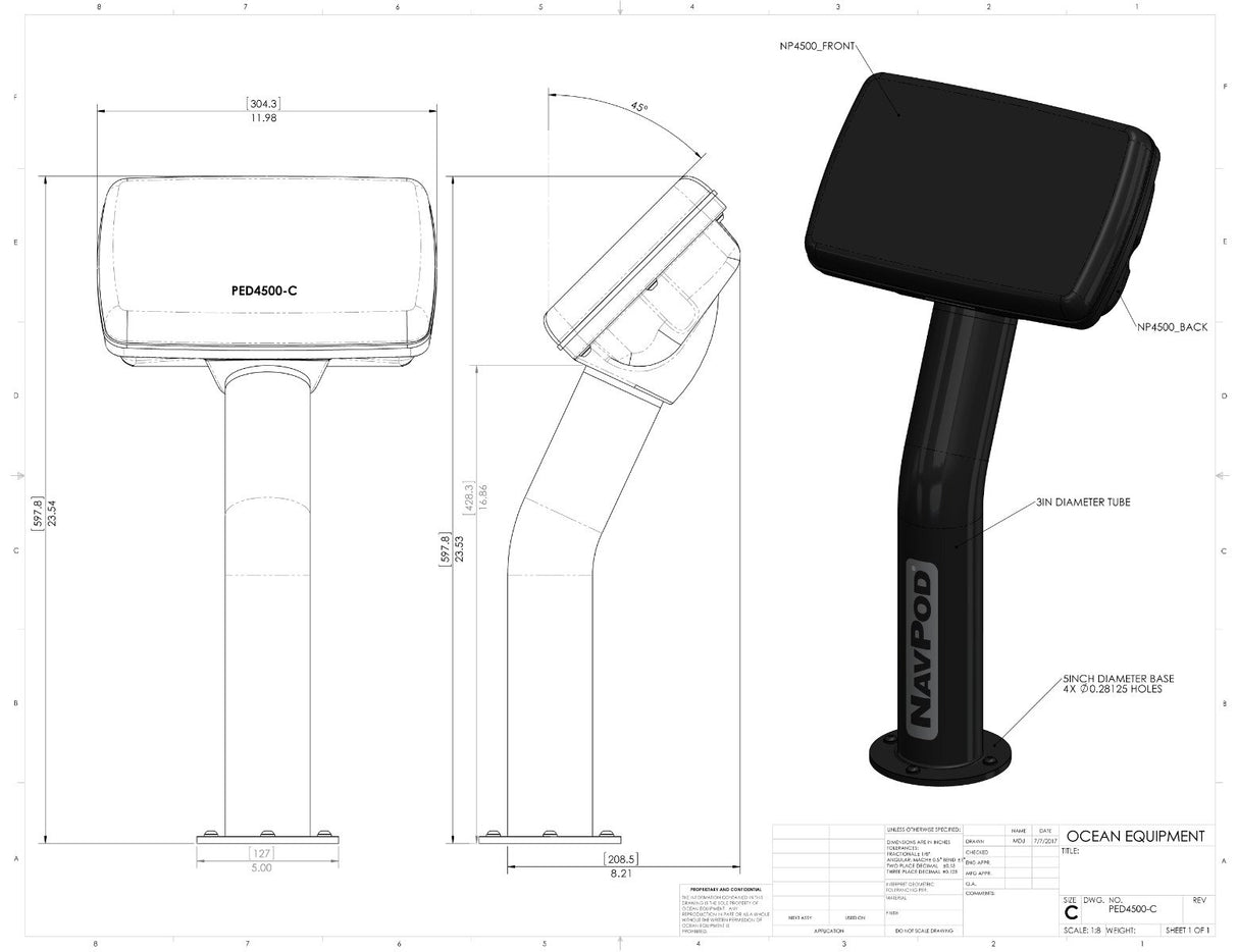 NavPod - PedestalPod Pre-Cut f/Humminbird HELIX 7 - Carbon Black - PED4500-05-C