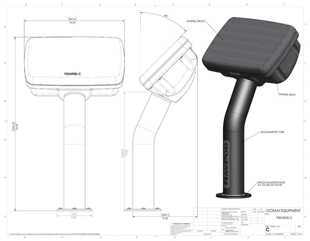 NavPod - PedestalPod Pre-Cut f/Raymarine c95, c97, e95  e97 f/9.5" Wide Guard - Carbon Black - PED4900-09-C