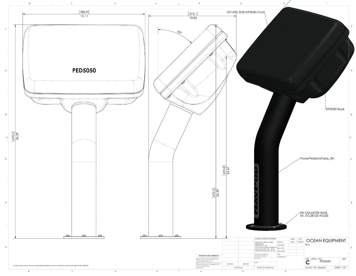 NavPod - PedestalPod Pre-Cut f/Simrad NSE8/BG Zeus Touch 8 - Carbon Black - PED5059-C