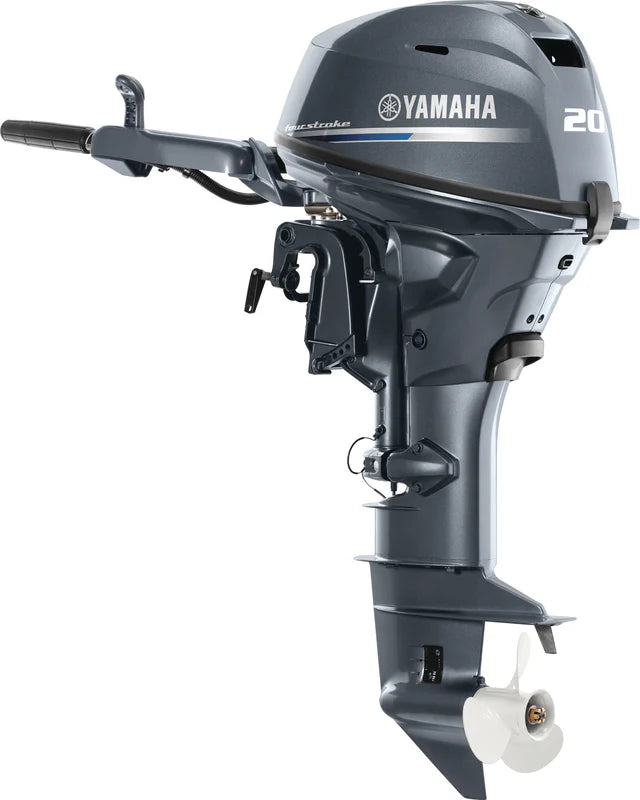 Yamaha F20SWPB Outboard - 25-Inch Shaft | Remote Control | Electric Start | Power Trim & Tilt | DEC | Counter Rotation | Pearl White