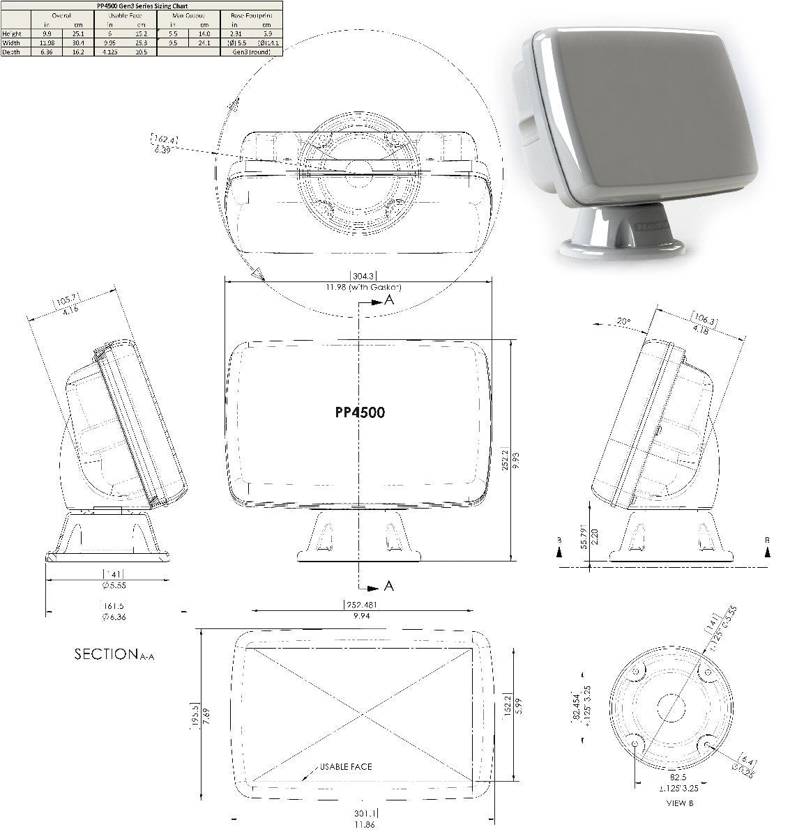 NavPod - PowerPod Pre-Cut f/2-Simrad IS42/BG Triton2/AP44 Square Hole Instruments - PP4503