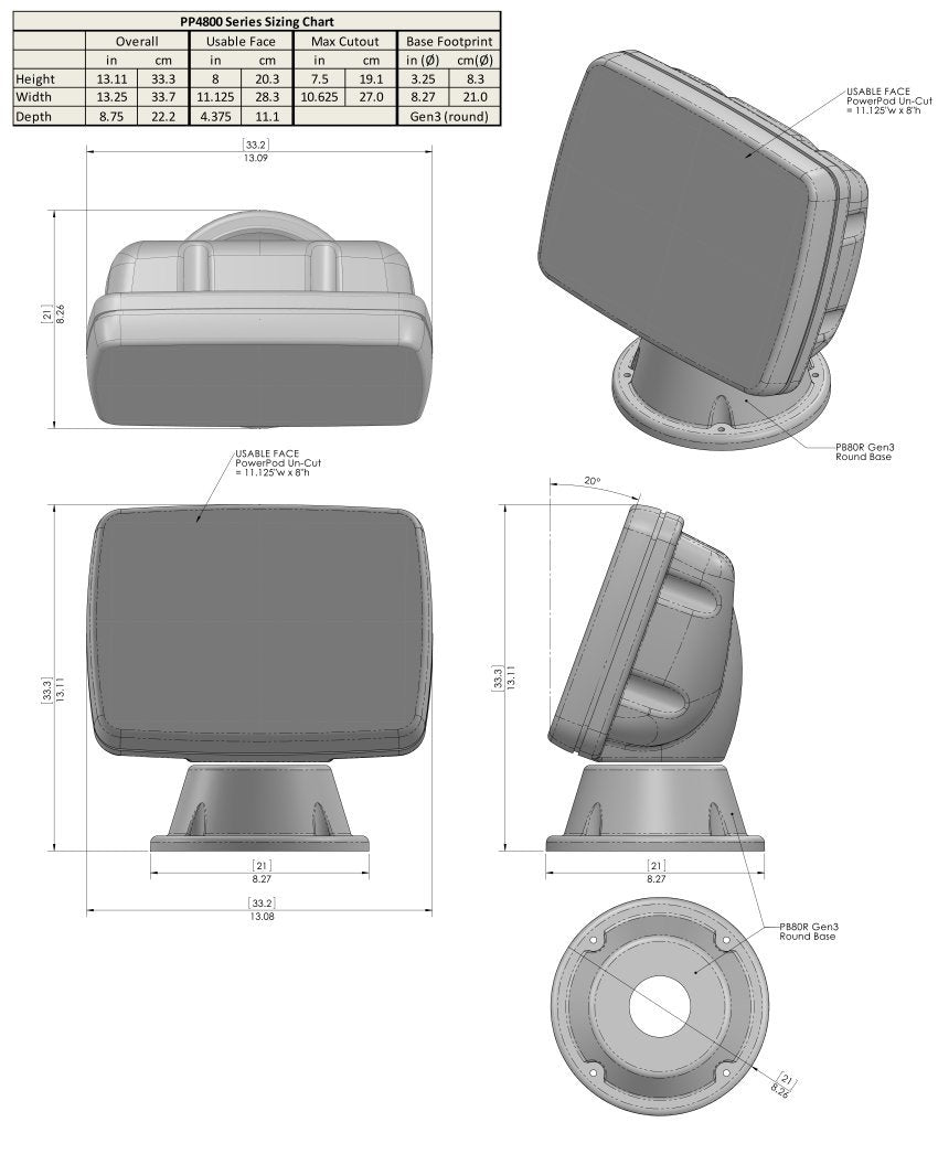 NavPod - PowerPod Pre-Cut f/Garmin 820 / 820XS / 840 / 840XS / 6008 / 6208 - PP4800-12