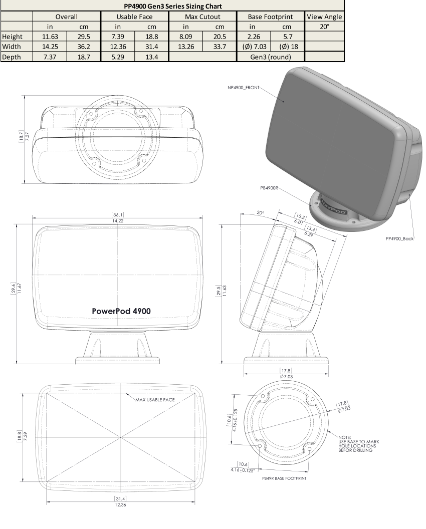 NavPod - PowerPod Pre-Cut f/Garmin GPSMAP 1042xsv/1022xsv/1022 - PP4900-11