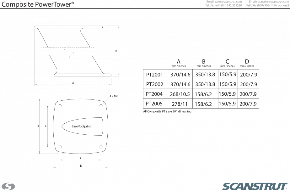 Scanstrut - 14" PowerTower Composite for Raymarine & Garmin Domes - PT2001