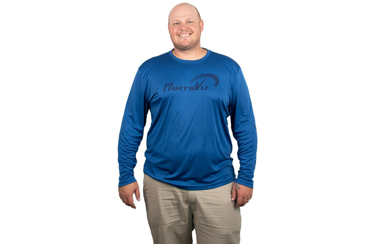 PartsVu - Long Sleeve Performance Shirt - Royal Blue - Medium