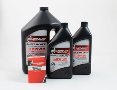Mercury Marine 75 & 90 Carbureted & 115 HP EFI Four Stroke Outboard FC-W 10W-30 Synthetic Blend Oil Change Kit