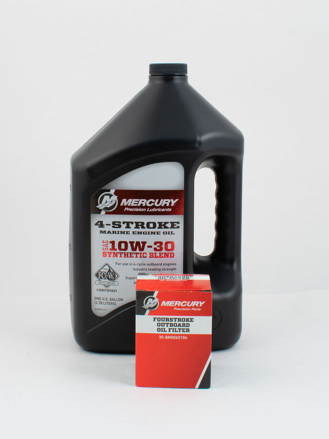 Mercury Marine 25 30 40 50 & 60 HP Four Stroke Outboard FC-W 10W-30 Synthetic Blend Oil Change Kit