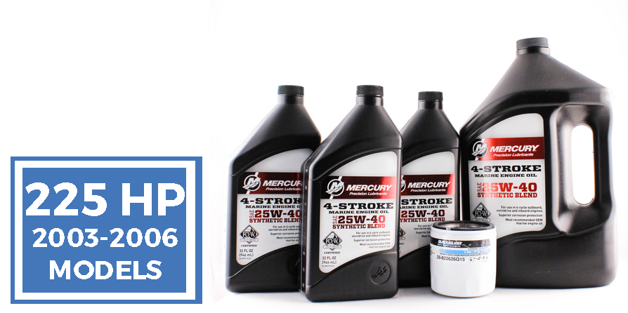 Mercury Marine 225 HP EFI Four Stroke Outboard FC-W 25W-40 Synthetic Blend Oil Change Kit