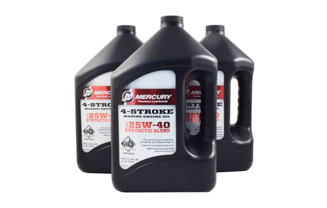 Mercury Synthetic Blend 4 Stroke 25W 40 Marine Oil - Gallon - 92-8M0078630 - 3-Pack