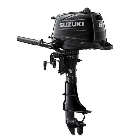 Suzuki Portable DF6AL Outboard - 20" Shaft | Tiller Handle | Manual Start | Manual Tilt | 6 HP | 55 Lbs | Nebular Black