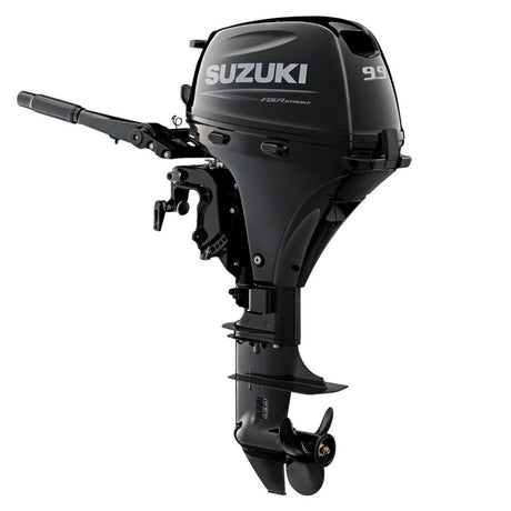 Suzuki Portable DF9.9BTHS Outboard - 15" Shaft | Tiller Handle | Electric Start | Power Tilt | 9.9 HP | 117 Lbs | Nebular Black