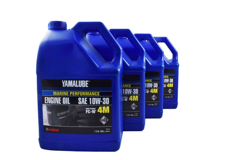 Yamalube 10W30 Outboard Mineral 4M FC-W Marine Engine Oil Gallon - LUB-10W30-FC-04 - 4-Pack