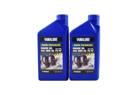 Yamalube 20W40 Outboard Mineral 4M FC-W Marine Engine Oil Quart - LUB-20W40-FC-12 - 2-Pack