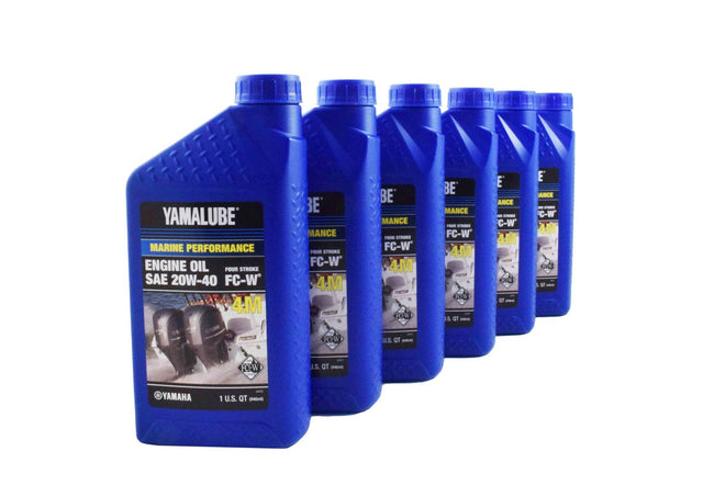 Yamalube 20W40 Outboard Mineral 4M FC-W Marine Engine Oil Quart - LUB-20W40-FC-12 - 6-Pack