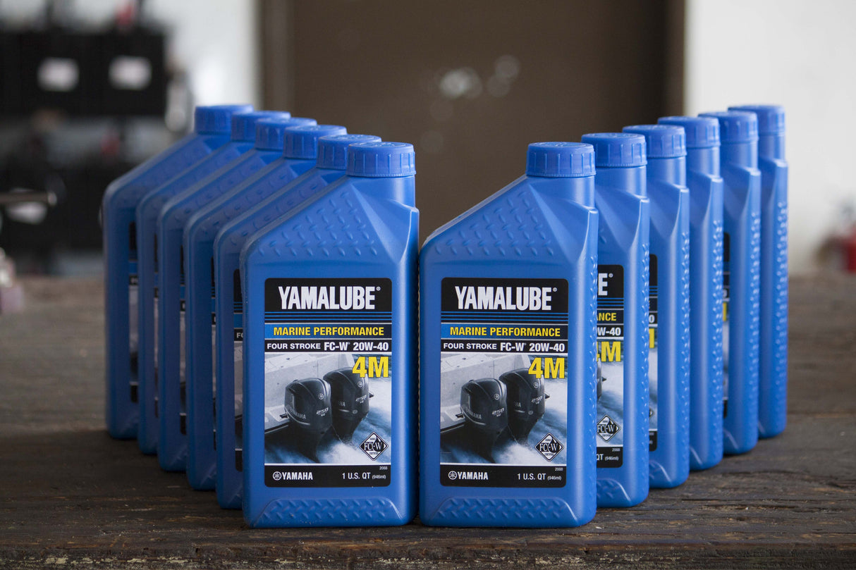 Yamalube 20W40 Outboard Mineral 4M FC-W Marine Engine Oil Quart - LUB-20W40-FC-12 - 12-Pack