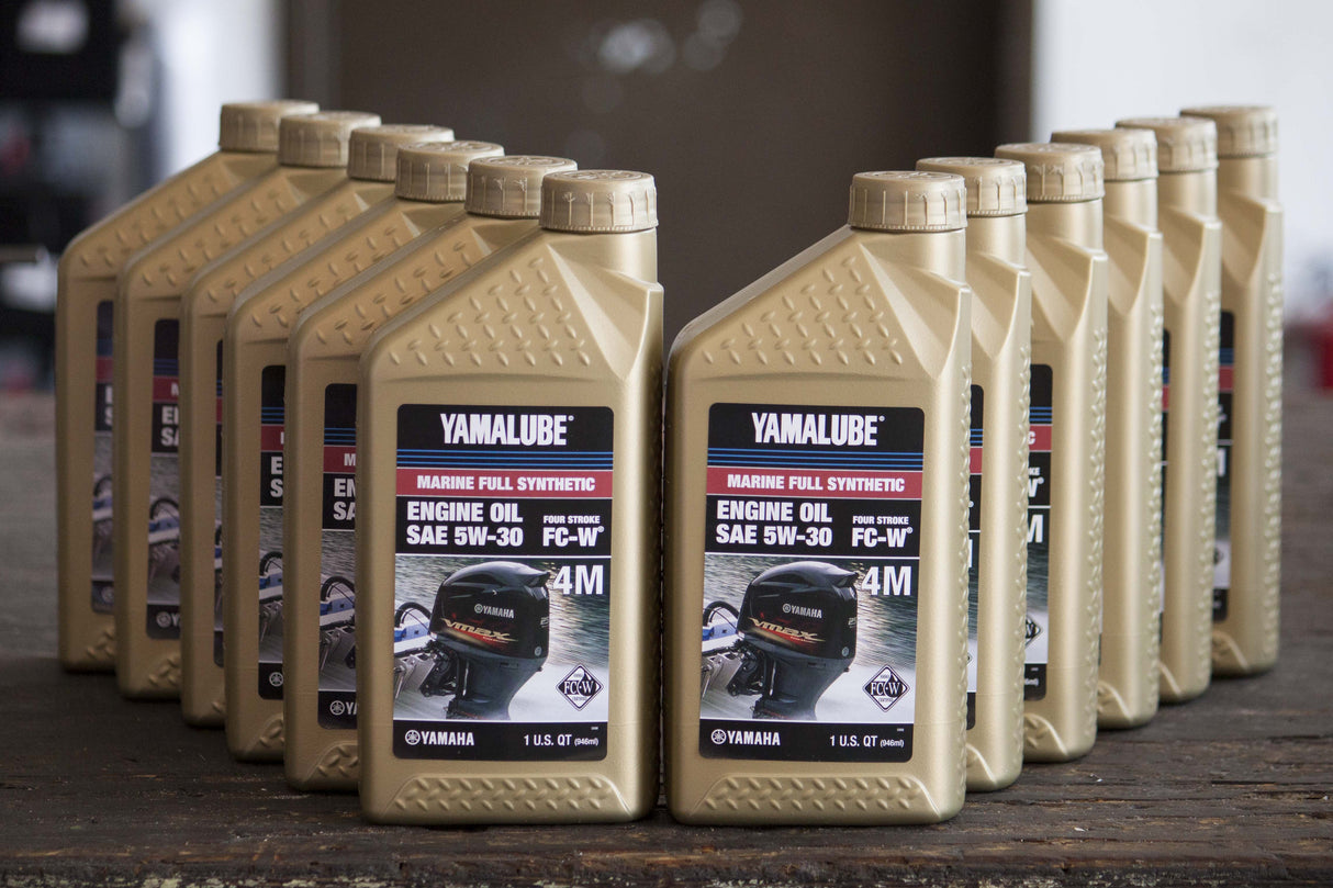 Yamalube 5W30 Full Synthetic 4M FC-W Outboard Marine Engine Oil Quart - LUB-05W30-FC-12 - 12-Pack