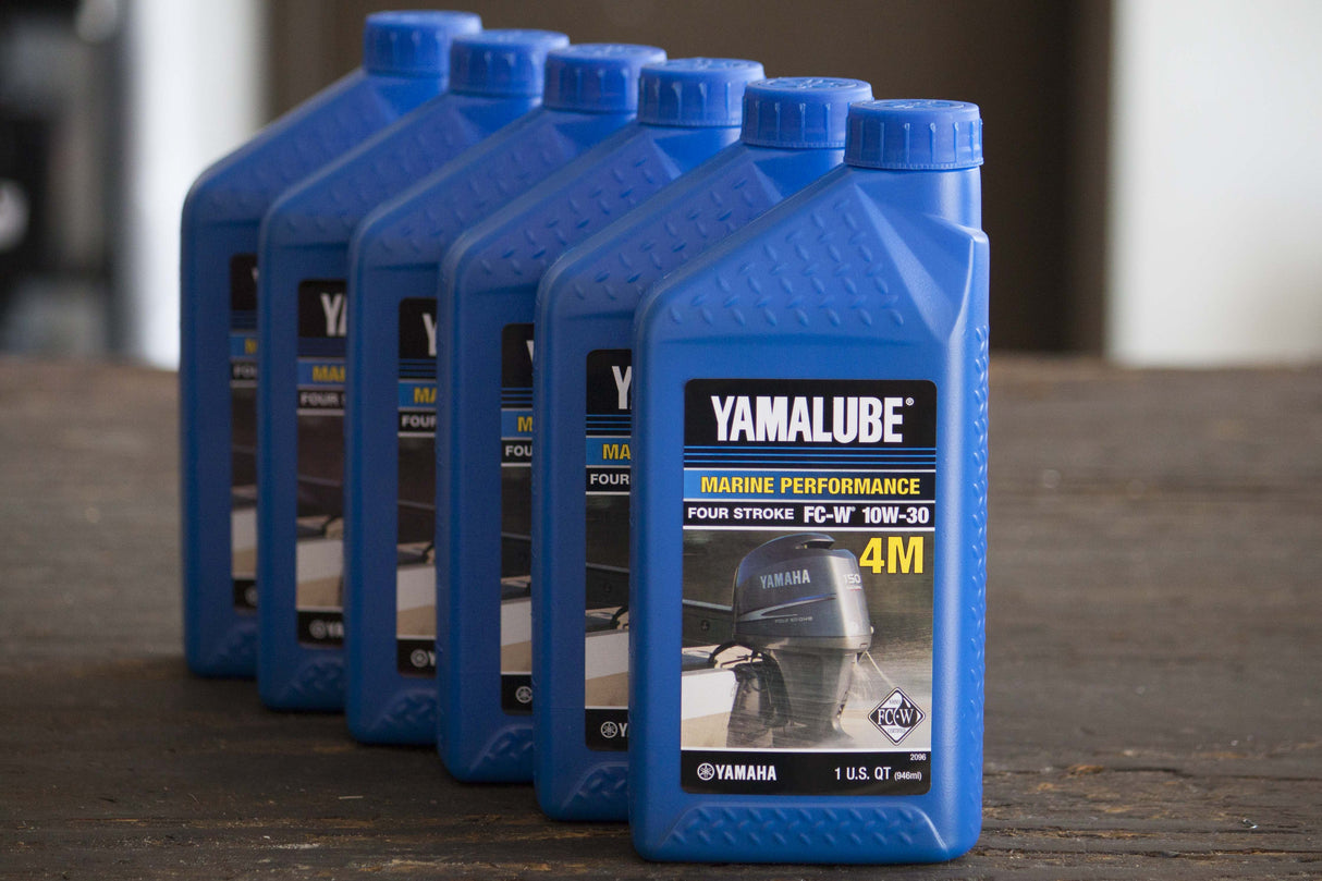 Yamalube 10W30 Outboard Mineral 4M FC-W Marine Engine Oil Quart - LUB-10W30-FC-12 - 6-Pack