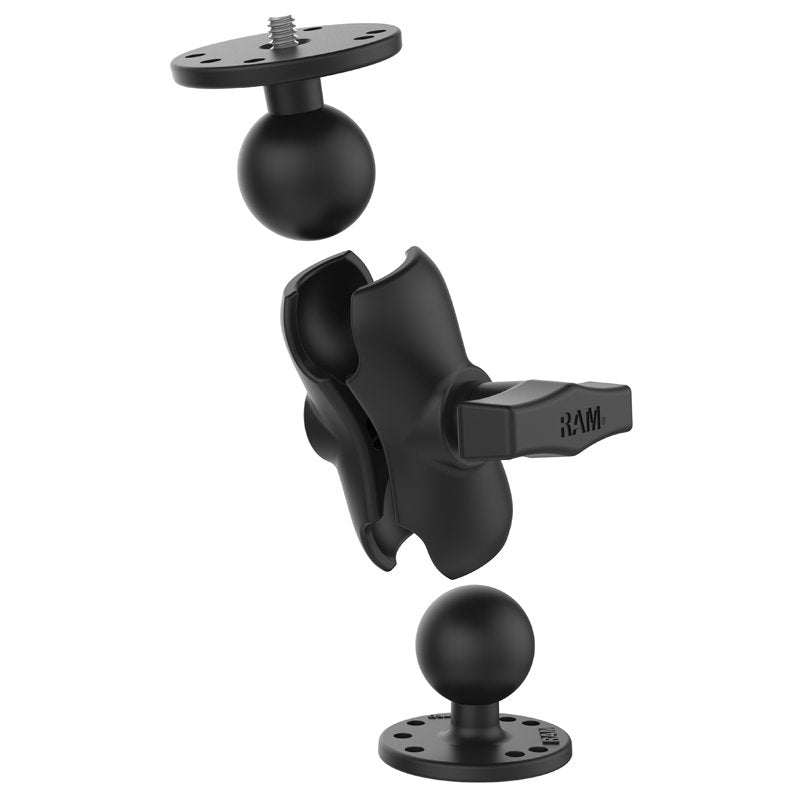 RAM Mount - RAM Double Ball Mount w/1/4"-20 Male Thread - Short Arm - RAM-101AU-B