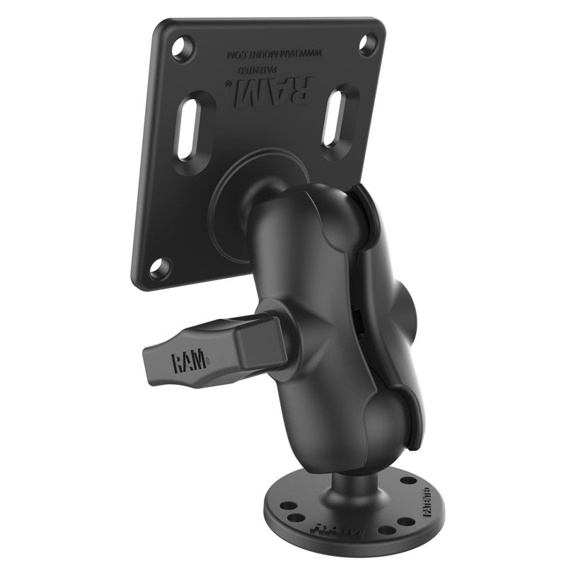 RAM Mount - 3.625" Vesa Plate with 75 x 75mm Hole Pattern and Short Arm Surface Mount - RAM-101U-B-2461