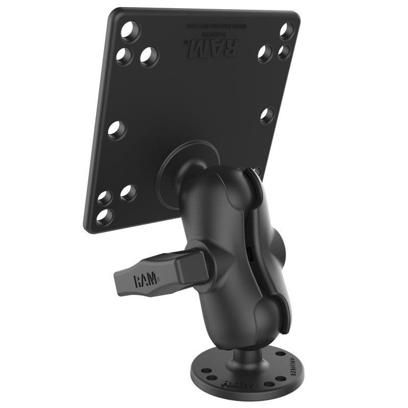 RAM Mount - 4.75" Square Base VESA Plate 75mm and 100mm Hole Patterns with Short Arm Surface Mount - RAM-101U-B-246