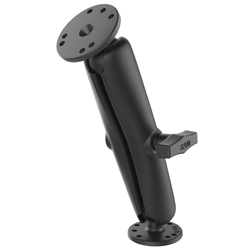 RAM Mount - Ball Mount with Long Double Socket Arm & 2-2.5" Round Bases with AMPs Pattern - RAM-101U-D