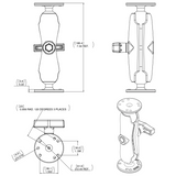 RAM Mount - 1.5" Ball Double Socket Arm with 2 2.5" Round Bases - AMPs Pattern - RAM-101U