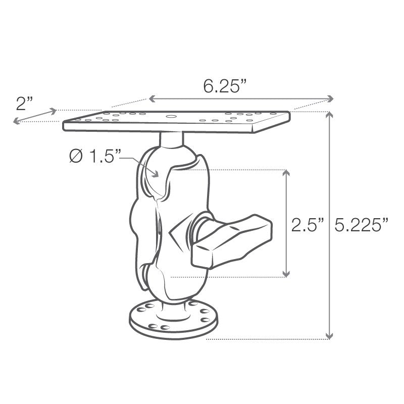 RAM Mount - Marine Electronics Mount Short Arm Gimbal Bracket - RAM-111U-B