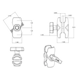 RAM Mount - Short Double Socket Arm for 1.5" Ball - RAM-201U-B