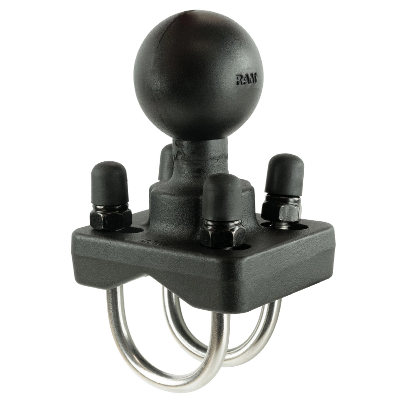 RAM Mount - Stainless Steel Double U-Bolt Base with 1.5" Ball f/Rails 1"-1.25" in Diameter - RAM-235U