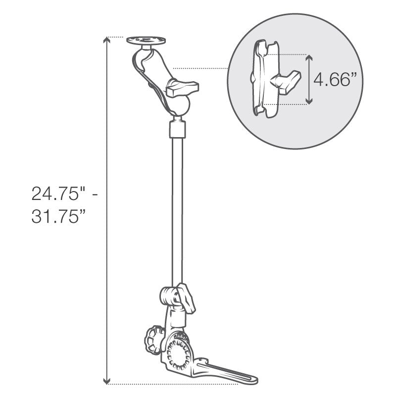 RAM Mount - Universal No-Drill RAM POD HDVehicle Mount with Double Socket Arm & 2.5" Round Base AMPs Hole Pattern - RAM-316-HD-18-202U