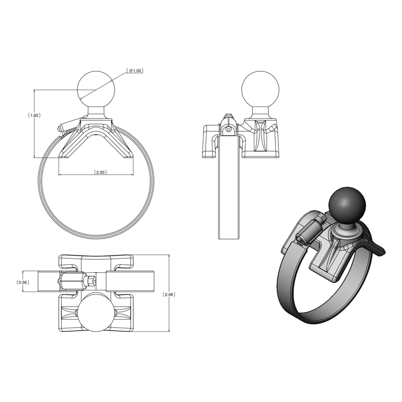 RAM Mount - V-Base Rail Yoke Clamp Mount - RAM-B-108BU