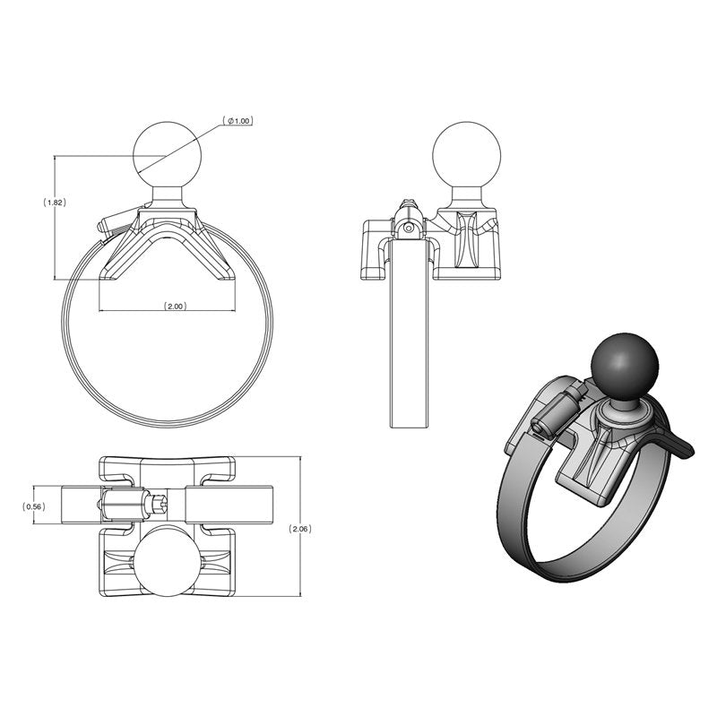 RAM Mount - Strap Mount with Short Arm & Round Base - RAM-B-108U-A