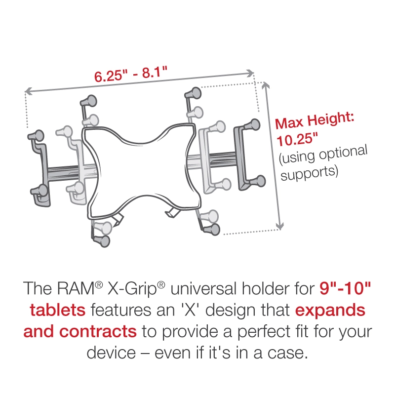 RAM Mount - Universal X-Grip III Large Tablet Holder - Fits New iPad - Includes Yoke Mount - RAM-B-121-UN9U