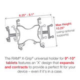 RAM Mount - Universal X-Grip III Large Tablet Holder - Fits New iPad - Includes Yoke Mount - RAM-B-121-UN9U