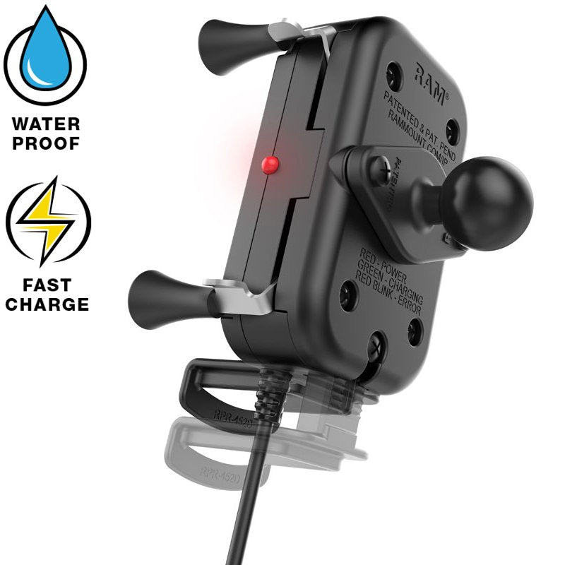 RAM Mount - Tough-Charge Waterproof Wireless Charging Motorcycle Mount - RAM-B-149Z-A-UN12W-V7M