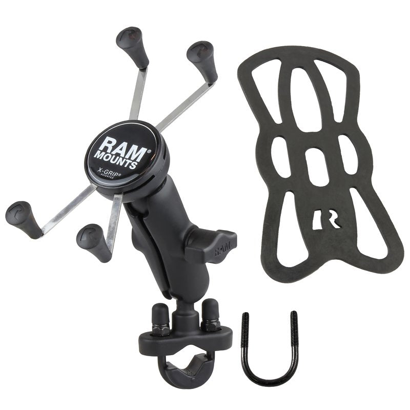 RAM Mount - Handlebar Rail Mount with Zinc Coated U-Bolt Base & Universal X-Grip Large Phone/Phablet Cradle - RAM-B-149Z-UN10U