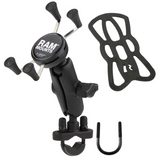 RAM Mount - Handlebar Rail Mount with Zinc Coated U-Bolt Base and Universal X-Grip Cell/iPhone Cradle - RAM-B-149Z-UN7U