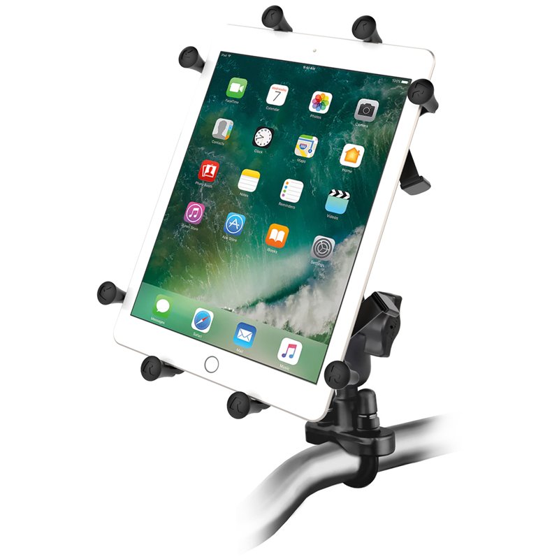 RAM Mount - Handlebar Rail Mount with Zinc Coated U-Bolt Base & Universal X-Grip Cradle for 10" Large Tablets - RAM-B-149Z-UN9U