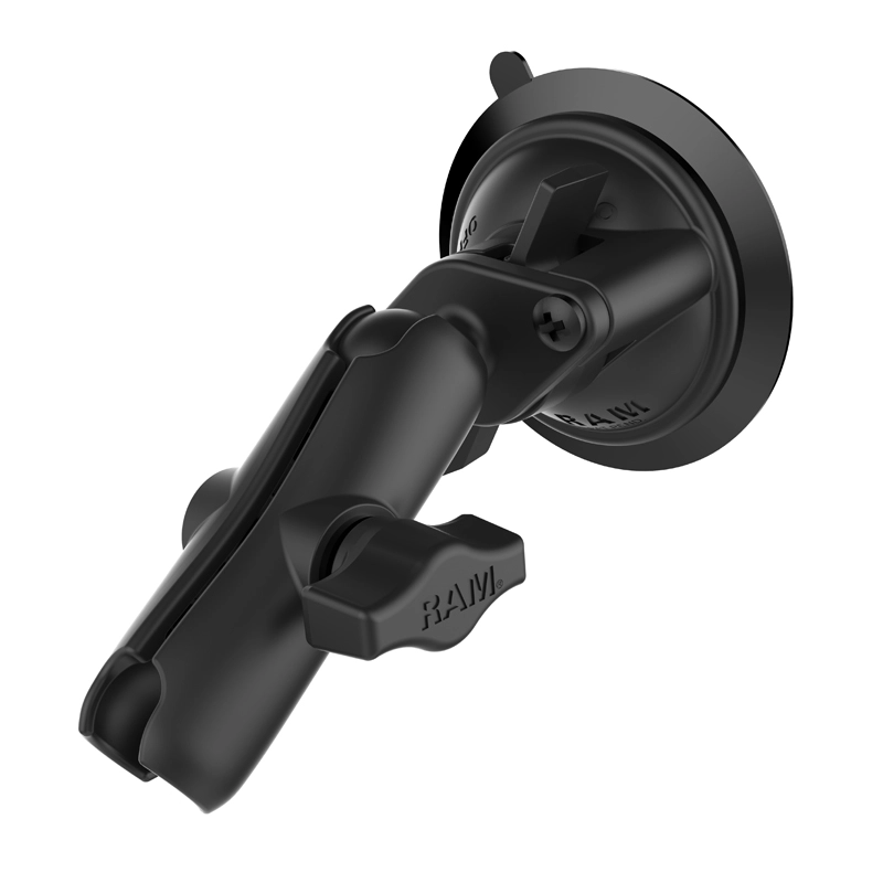 RAM Mount - 1" Diameter Ball Standard Length Double Socket Arm with 3.25" Diameter Suction Cup Twist Lock Base - RAM-B-166-103U